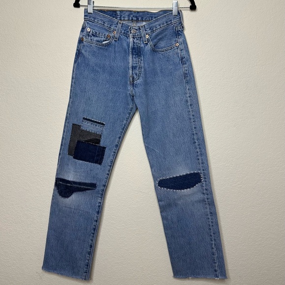 Vintage Levi’s 501 Reworked Patchwork Jeans w/ Boro Sashiko Embroidered - Picture 1 of 9